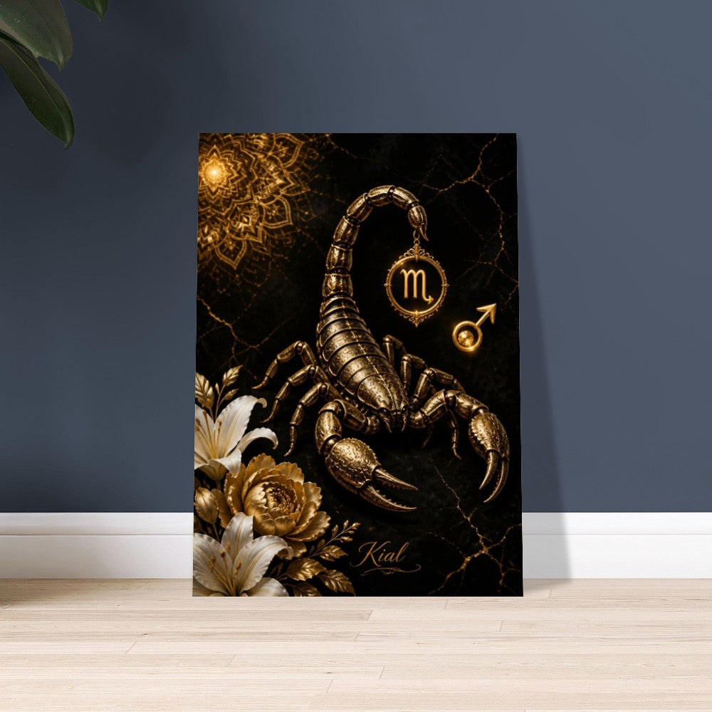 Scorpio Zodiac Scorpion Poster, Gold Wall Art, Zodiac Gift for Him, Danish Art Studio