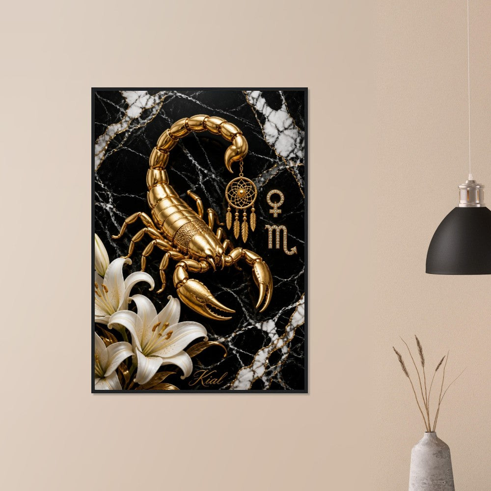 Scorpio Zodiac Scorpion Poster, Gold Wall Art, Zodiac Gift for Her, Danish Art Studio