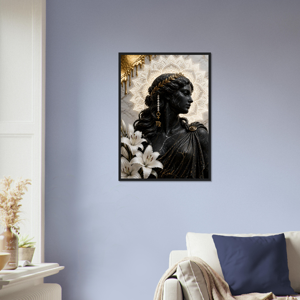 Virgo Zodiac Maiden Poster, Gold Wall Art, Astrology Canvas, Maiden Portrait, Zodiac Gift for Her, Danish Art Studio