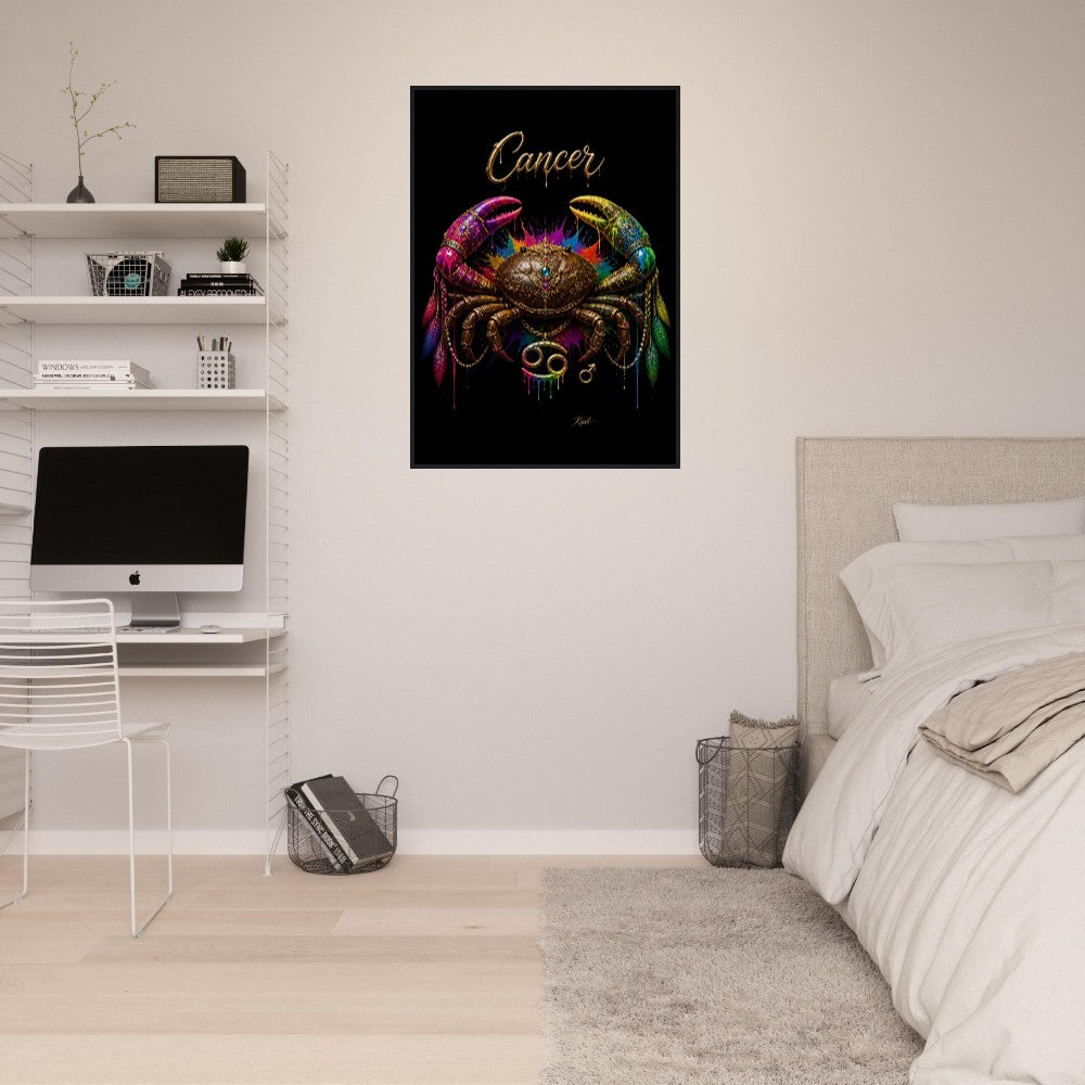 Krebs Neon Sternzeichen Krabben Poster, Bunte Wandkunst, Künstlerische Astrologie Leinwand, Sternzeichen Geschenk für Ihn, Danish Art Studio