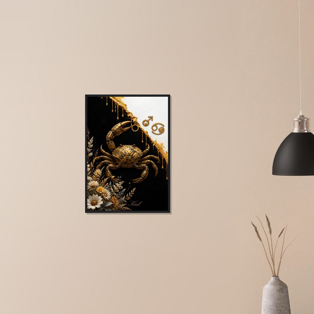 Cancer Zodiac Crab Poster, Gold Wall Art, Astrology Canvas, Crab Portrait, Zodiac Gift for Him Danish Art Studio
