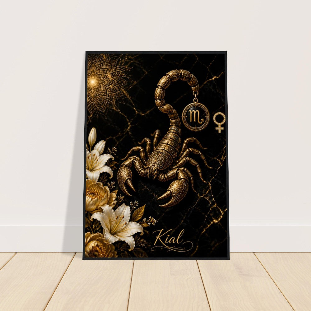 Scorpio Zodiac Scorpion Poster, Gold Wall Art, Zodiac Gift for Her, Danish Art Studio