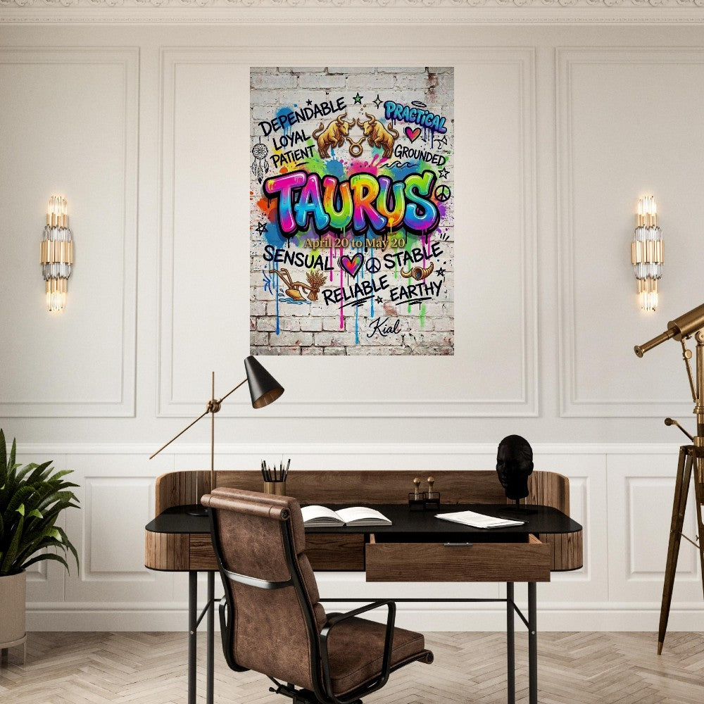 Wall art, Zodiac Poster, Pisces colorful, Cool Art, White