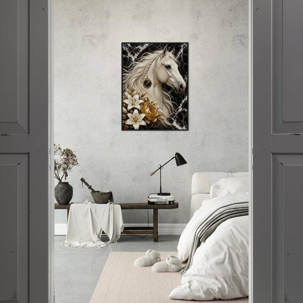 Sagittarius Zodiac Horse Poster, Gold Wall Art, Zodiac Gift for Him, Danish Art Studio