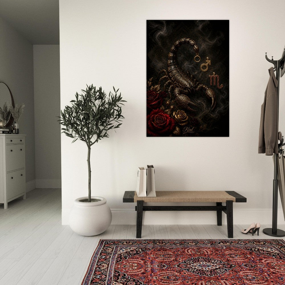 Scorpio Zodiac Scorpion Poster, Gold Wall Art, Zodiac Gift for Him, Danish Art Studio