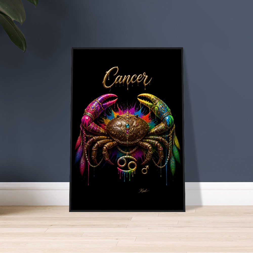 Krebs Neon Sternzeichen Krabben Poster, Bunte Wandkunst, Künstlerische Astrologie Leinwand, Sternzeichen Geschenk für Ihn, Danish Art Studio