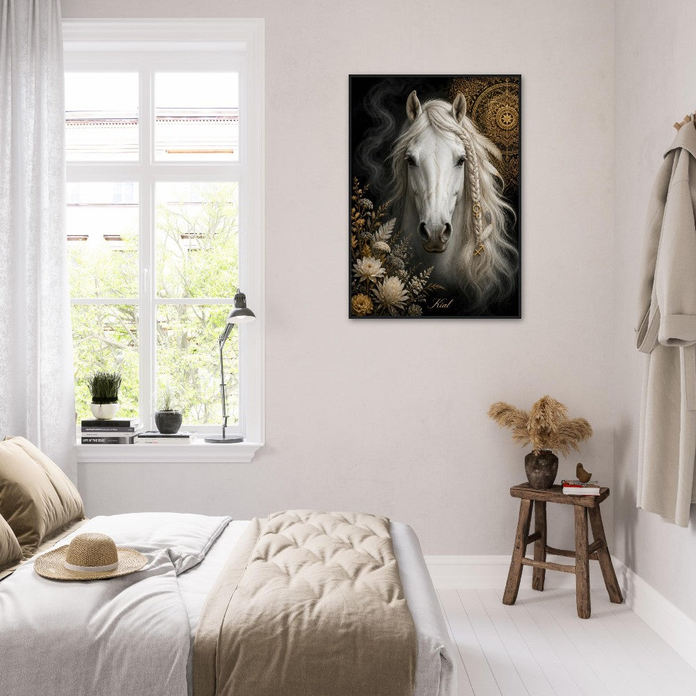 Sagittarius Zodiac Horse Poster, Gold Wall Art, Zodiac Gift for Her, Danish Art Studio