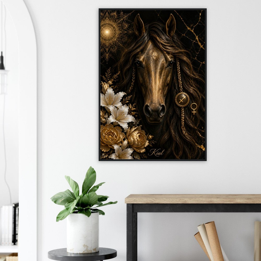 Sagittarius Zodiac Horse Poster, Gold Wall Art, Zodiac Gift for Her, Danish Art Studio