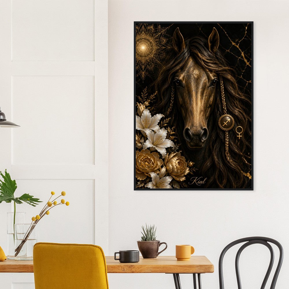 Sagittarius Zodiac Horse Poster, Gold Wall Art, Zodiac Gift for Her, Danish Art Studio