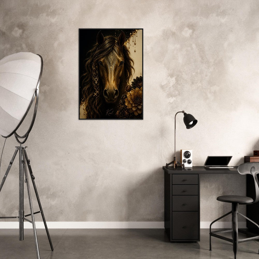 Sagittarius Zodiac Horse Poster, Gold Wall Art, Zodiac Gift for Her, Danish Art Studio
