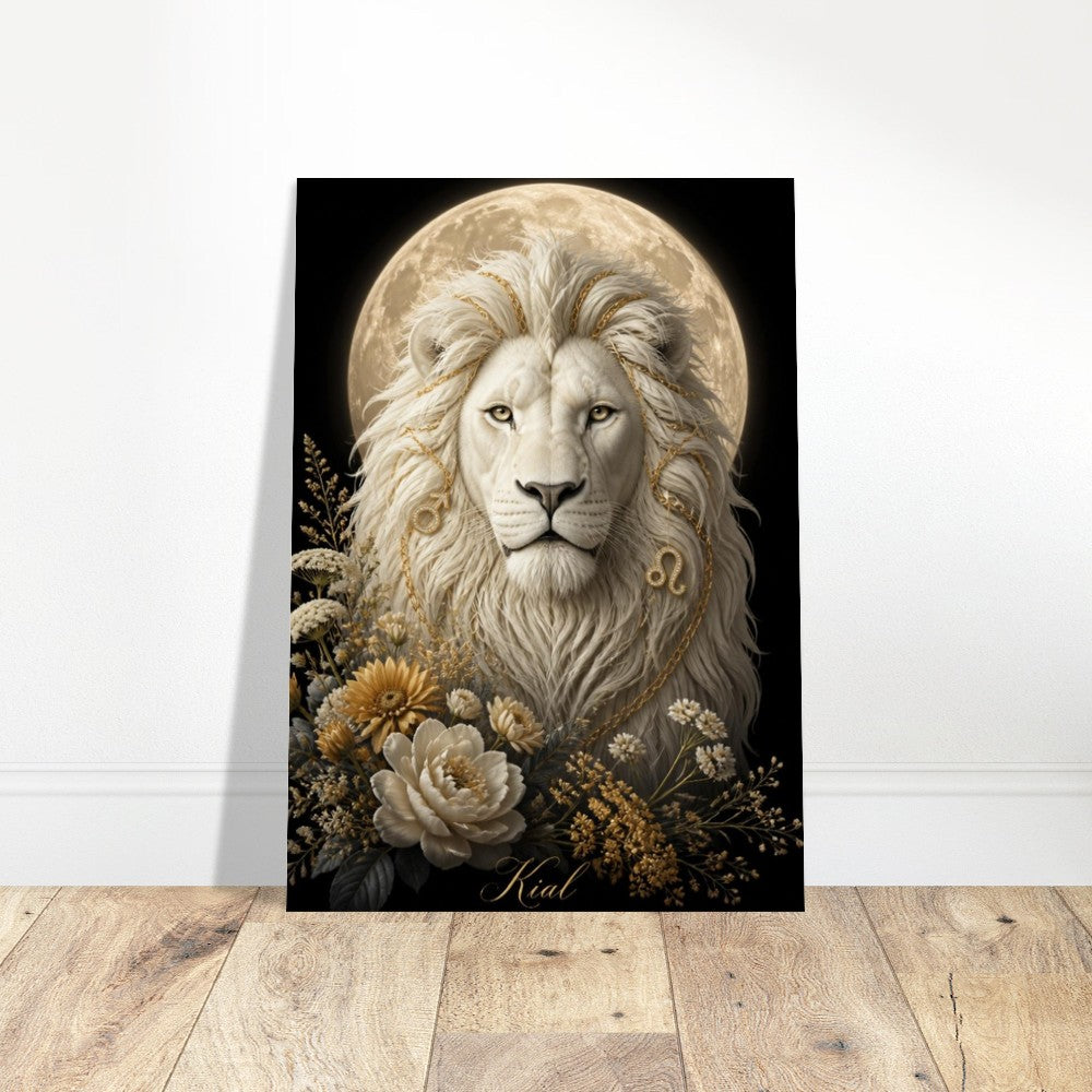 Leo Zodiac Lion Poster, Gold Wall Art, Astrology Canvas, Lion Portrait, Zodiac Gift for Him, Danish Art Studio