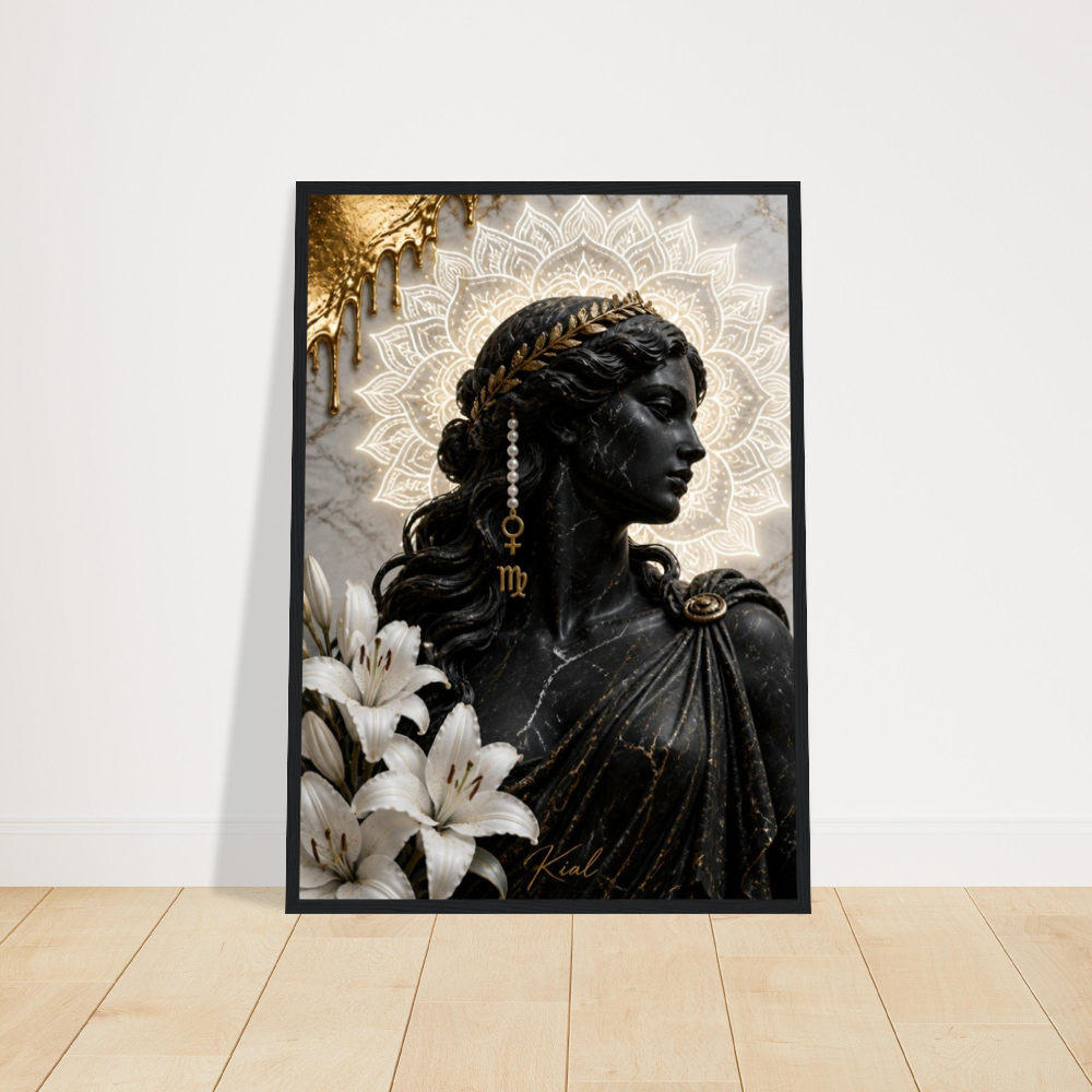 Virgo Zodiac Maiden Poster, Gold Wall Art, Astrology Canvas, Maiden Portrait, Zodiac Gift for Her, Danish Art Studio