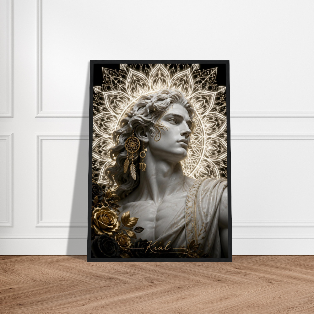 Virgo Zodiac Maiden Poster, Gold Wall Art, Astrology Canvas, Maiden Portrait, Zodiac Gift for Him, Danish Art Studio
