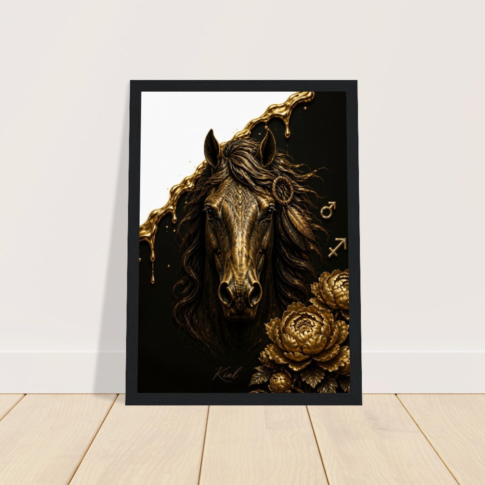 Sagittarius Zodiac Horse Poster, Gold Wall Art, Zodiac Gift for Him, Danish Art Studio