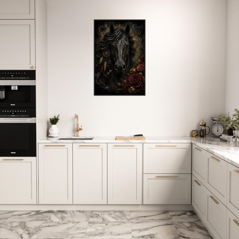 Sagittarius Zodiac Horse Poster, Gold Wall Art, Zodiac Gift for Him, Danish Art Studio