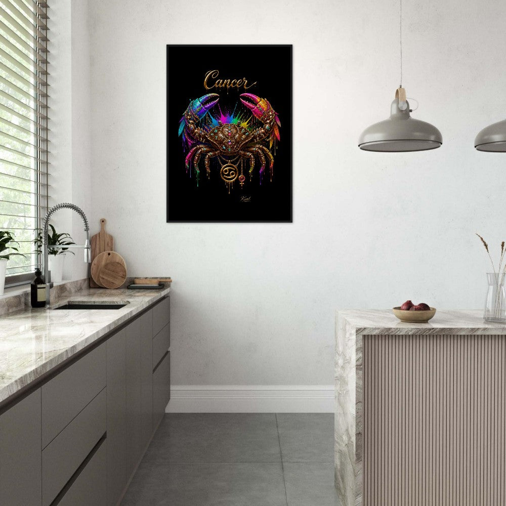 Krebs Neon Sternzeichen Krabben Poster, bunte Wandkunst, künstlerische Astrologie Leinwand, Sternzeichen Geschenk für Sie, Danish Art Studio