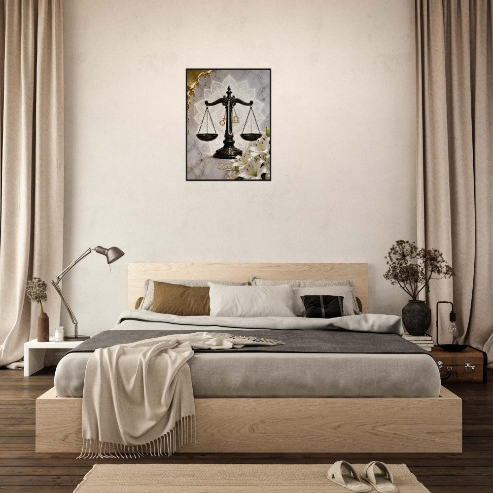 Libra Zodiac Scales Poster, Gold Wall Art, Astrology Canvas, Scales Portrait, Zodiac Gift for Him, Danish Art Studio