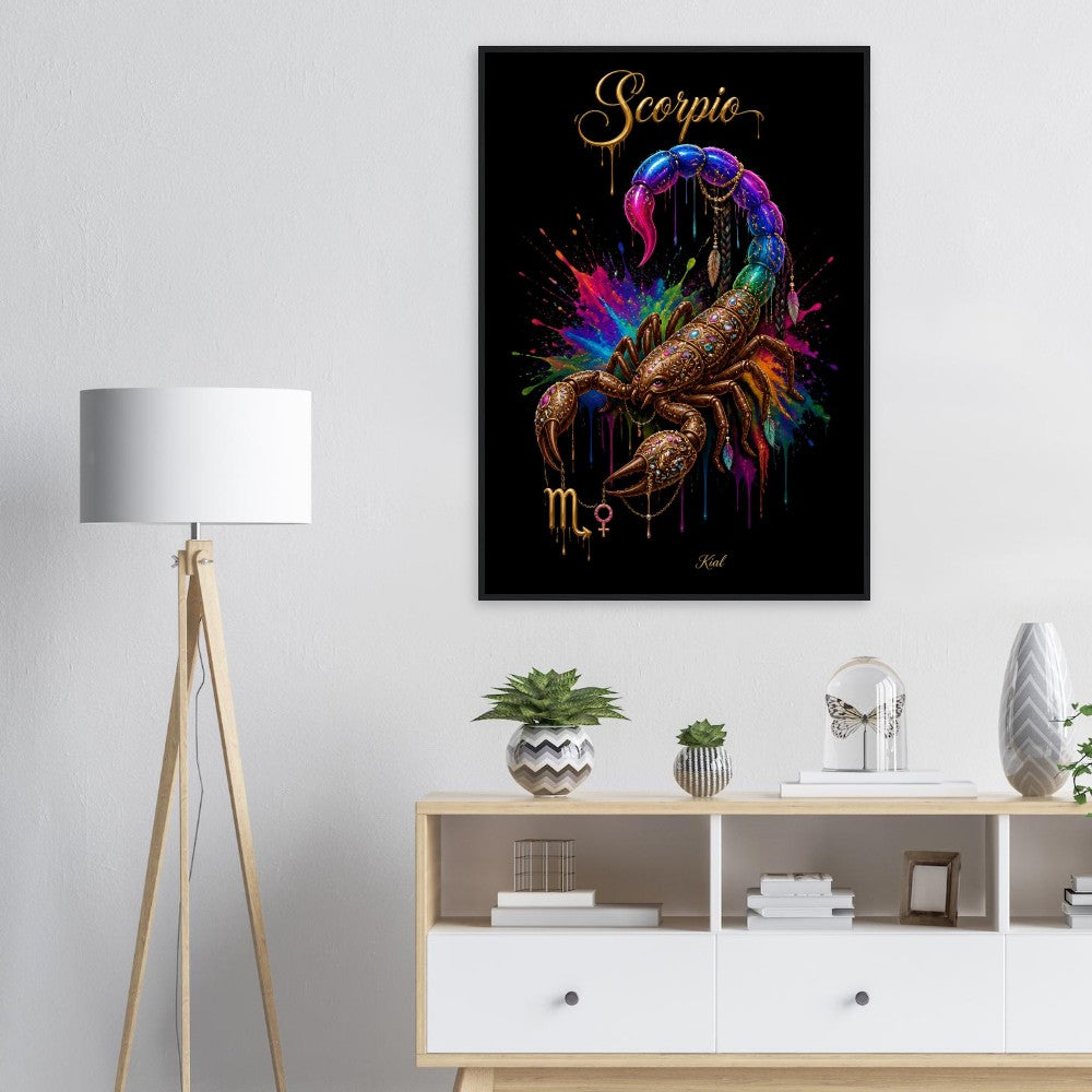 Scorpio Neon Zodiac Scorpion Poster, Colorful Wall Art, Zodiac Gift for Her, Danish Art Studio