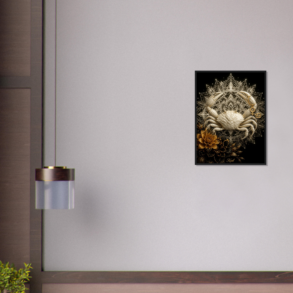 Cancer Zodiac Crab Poster, Gold Wall Art, Astrology Canvas, Crab Portrait, Zodiac Gift for Her, Danish Art Studio