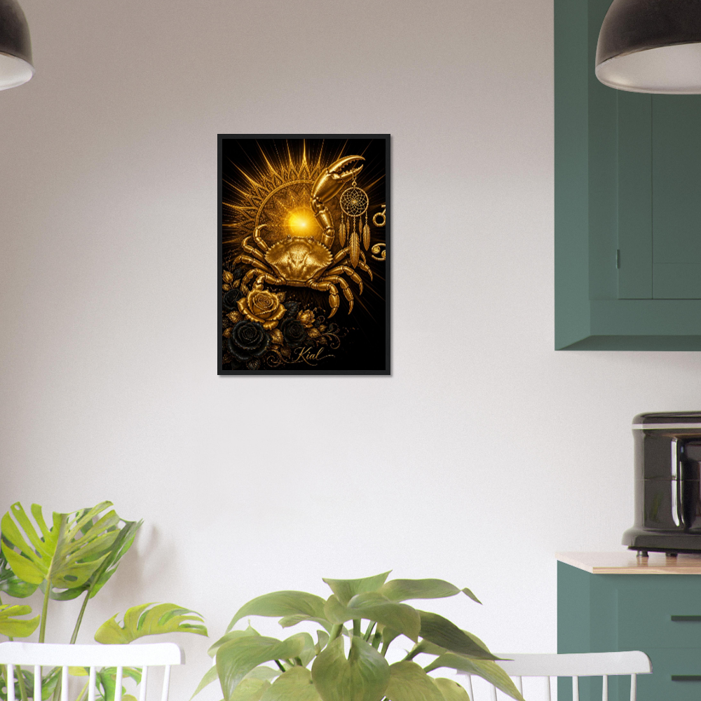 Cancer Zodiac Crab Poster, Gold Wall Art, Astrology Canvas, Crab Portrait, Zodiac Gift for Him, Danish Art Studio