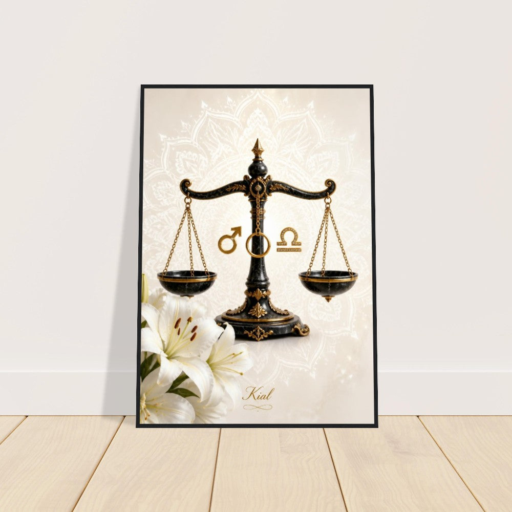 Libra Zodiac Scales Poster, Gold Wall Art, Astrology Canvas, Scales Portrait, Zodiac Gift for Him, Danish Art Studio