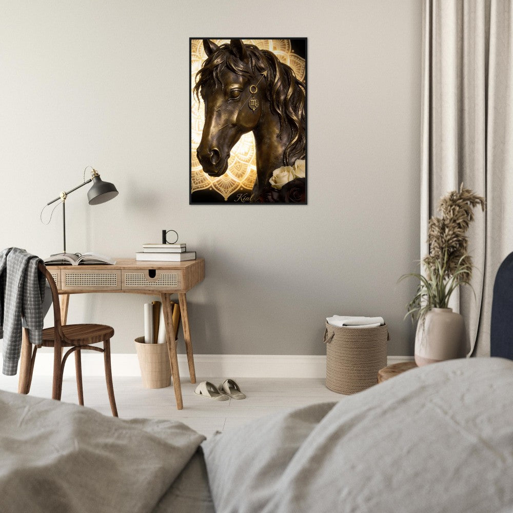 Sagittarius Zodiac Horse Poster, Gold Wall Art, Zodiac Gift for Him, Danish Art Studio
