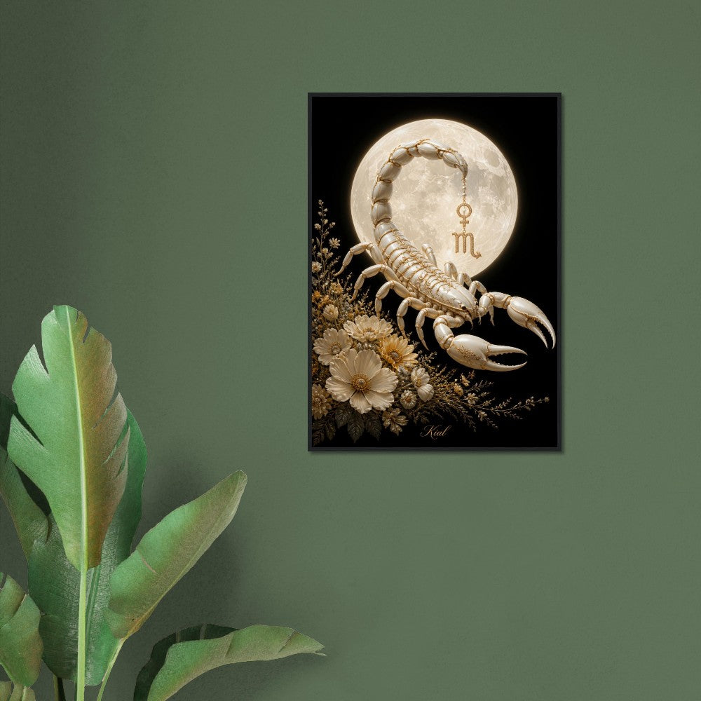 Scorpio Zodiac Scorpion Poster, Gold Wall Art, Zodiac Gift for Her, Danish Art Studio
