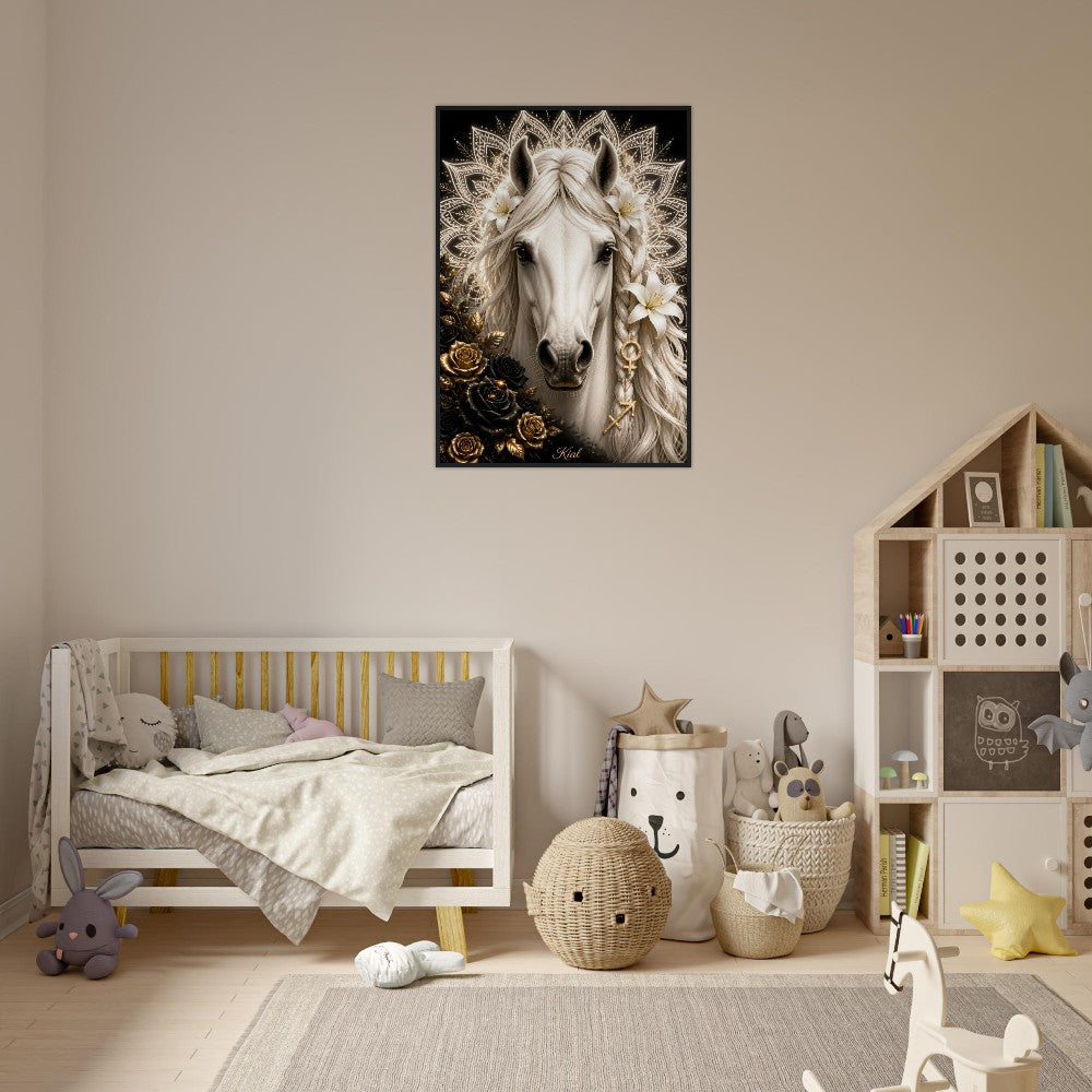 Sagittarius Zodiac Horse Poster, Gold Wall Art, Zodiac Gift for Her, Danish Art Studio