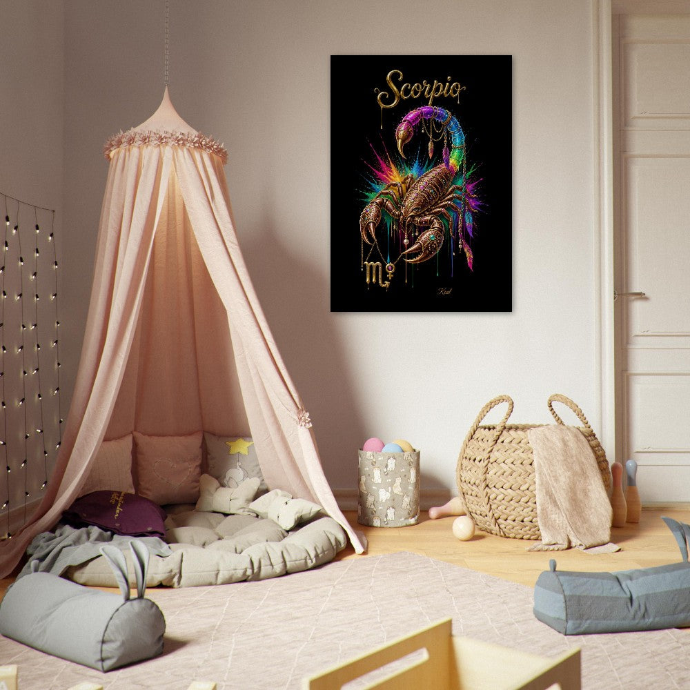 Scorpio Neon Zodiac Scorpion Poster, Colorful Wall Art, Zodiac Gift for Her, Danish Art Studio