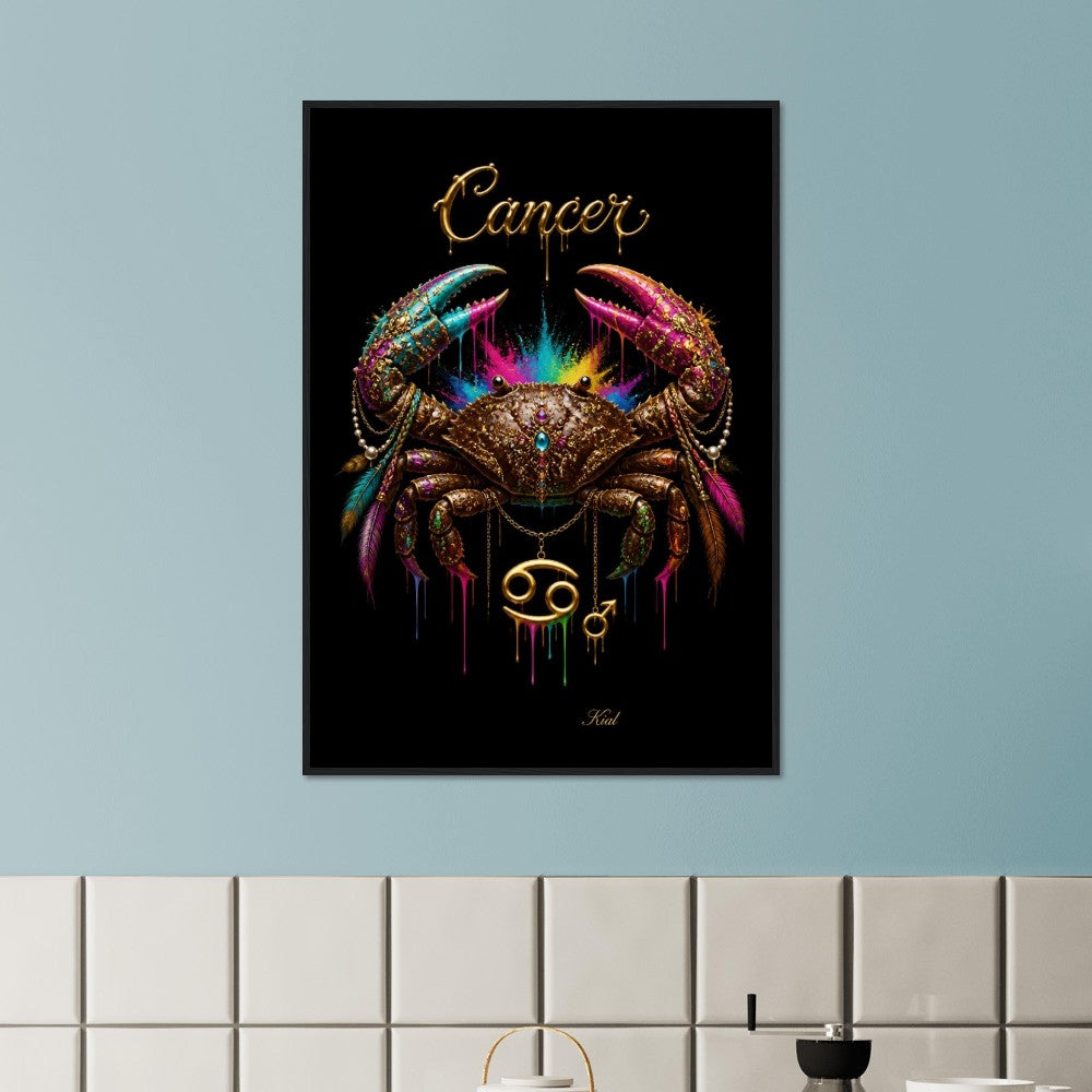 Krebs Neon Sternzeichen Krabbe Poster, Bunte Wandkunst, Künstlerische Astrologie Leinwand, Sternzeichen Geschenk für Ihn, Dänisches Kunststudio