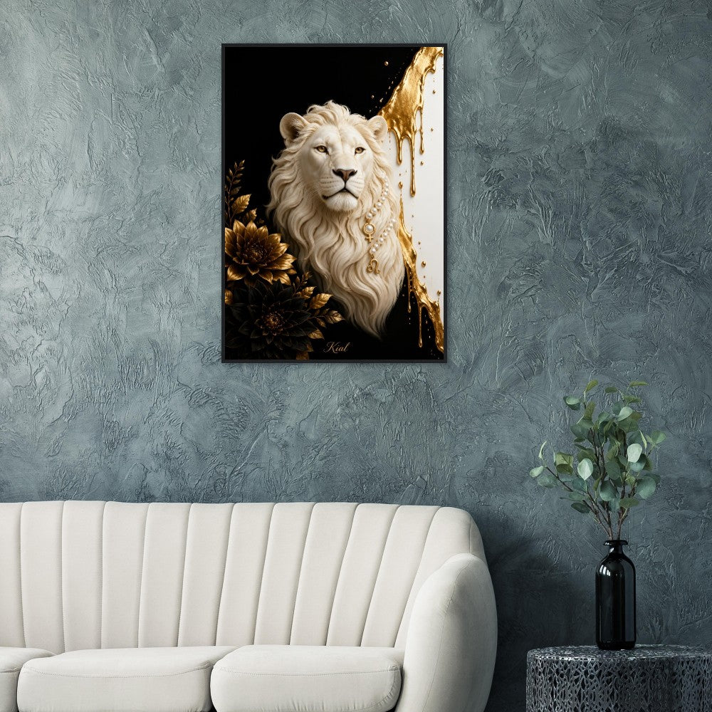 Leo Zodiac Lion Poster, Gold Wall Art, Astrology Canvas, Lion Portrait, Zodiac Gift for Her, Danish Art Studio