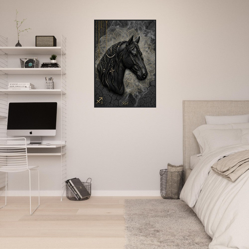 Sagittarius Zodiac Horse Poster, Gold Wall Art, Zodiac Gift for Her, Danish Art Studio