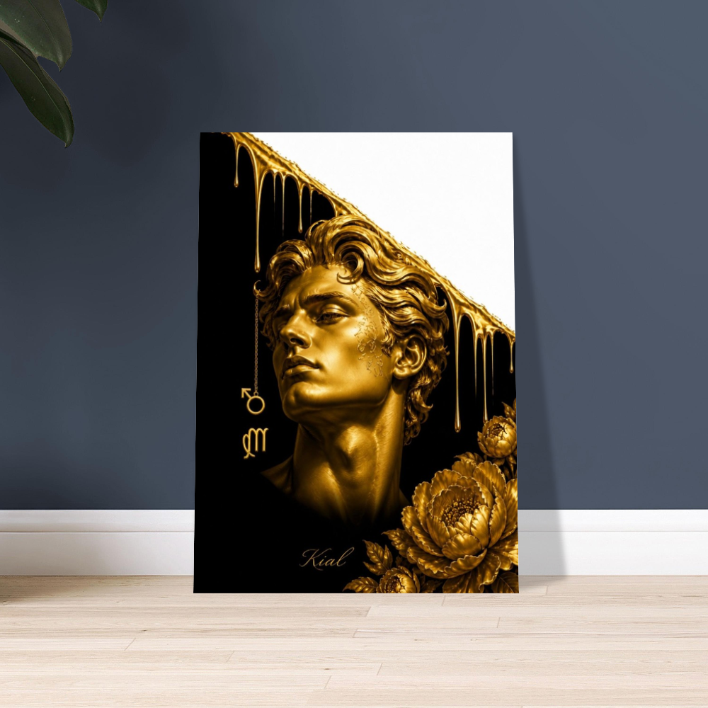 Virgo Zodiac Maiden Poster, Gold Wall Art, Astrology Canvas, Maiden Portrait, Zodiac Gift for Her, Danish Art Studio