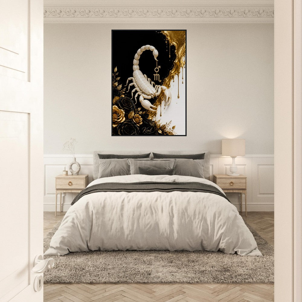 Scorpio Zodiac Scorpion Poster, Gold Wall Art, Zodiac Gift for Him, Danish Art Studio