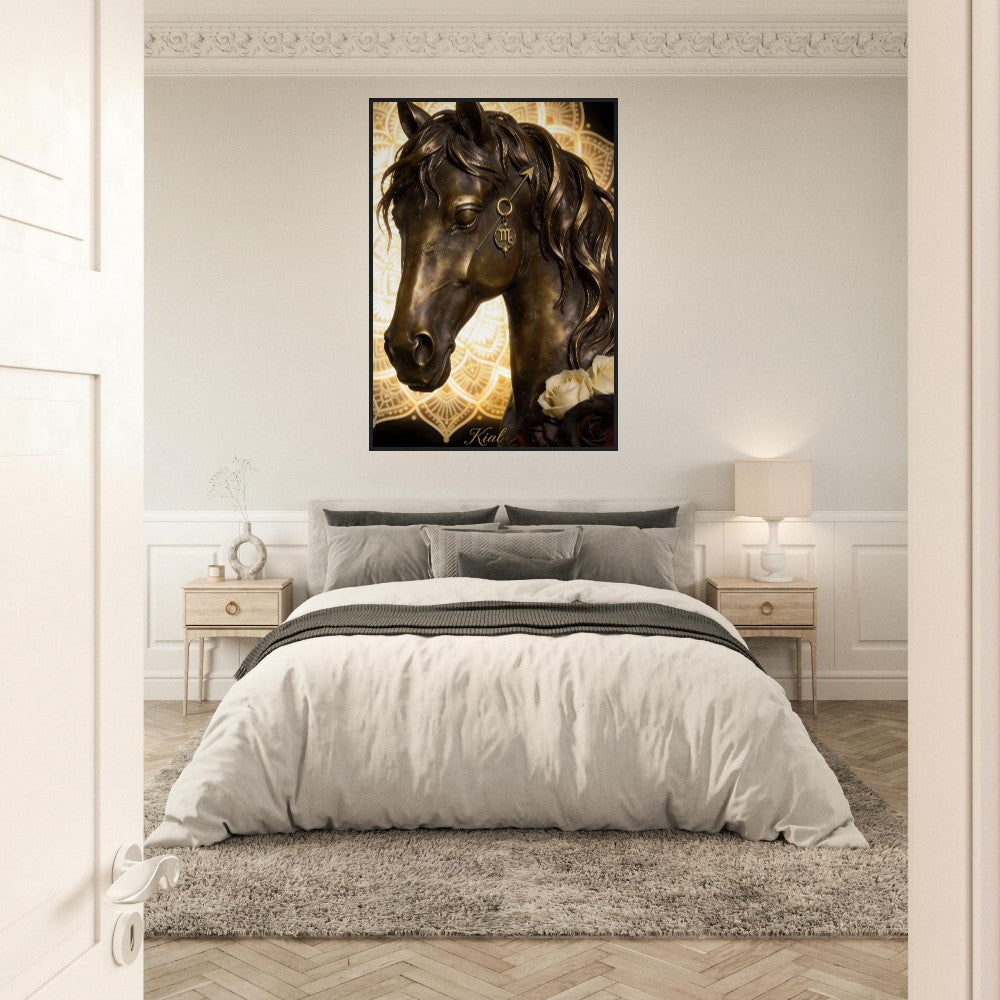 Sagittarius Zodiac Horse Poster, Gold Wall Art, Zodiac Gift for Him, Danish Art Studio