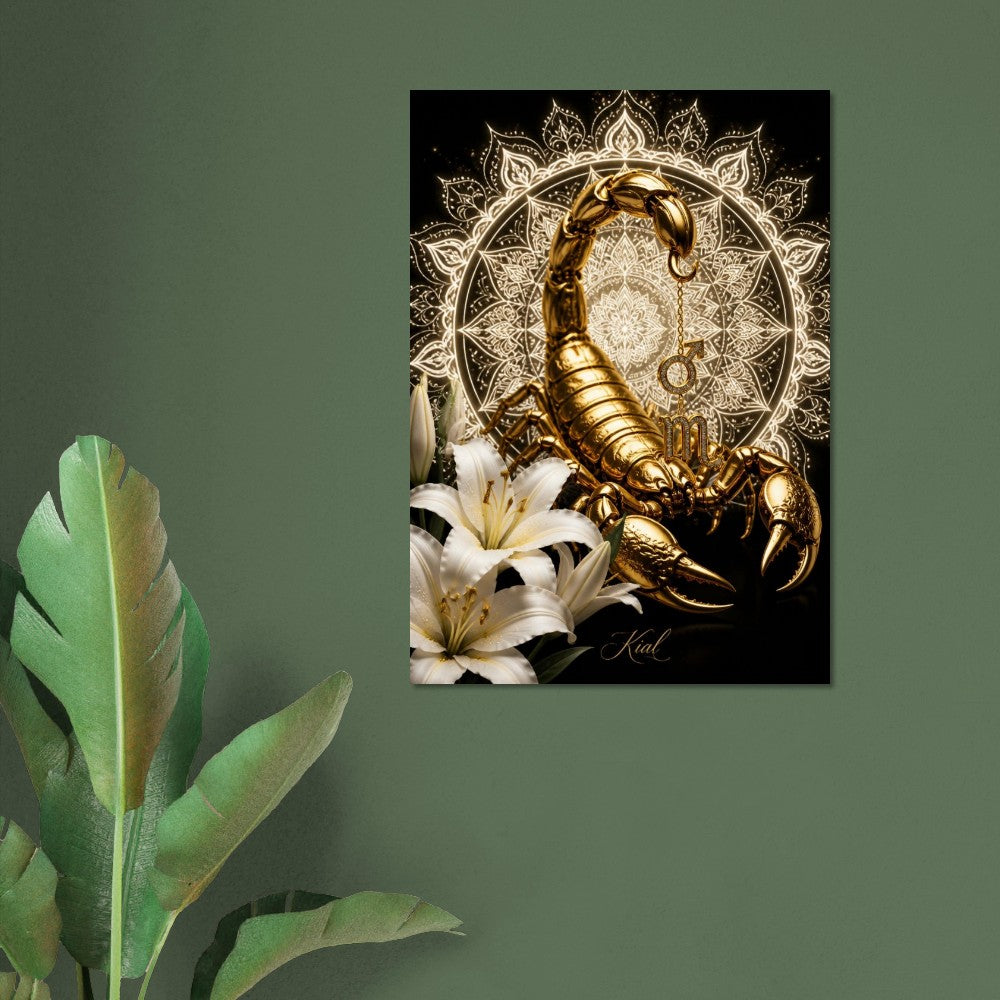 Scorpio Zodiac Scorpion Poster, Gold Wall Art, Zodiac Gift for Him, Danish Art Studio