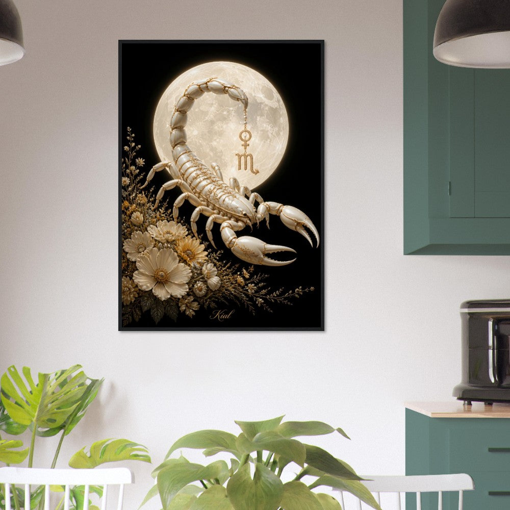 Scorpio Zodiac Scorpion Poster, Gold Wall Art, Zodiac Gift for Her, Danish Art Studio