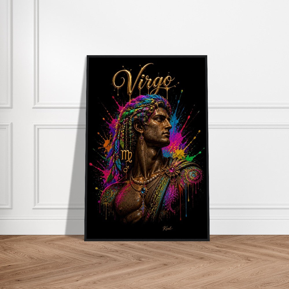 Virgo Neon Zodiac Maiden Poster, Colorful Wall Art, Artistic Astrology Canvas, Zodiac Gift for Him, Danish Art Studio
