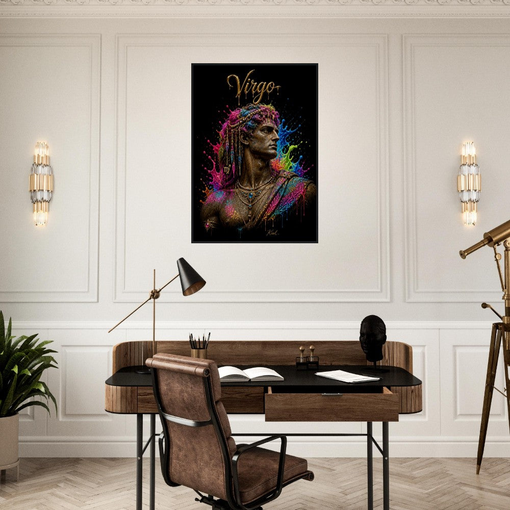 Virgo Neon Zodiac Maiden Poster, Colorful Wall Art, Artistic Astrology Canvas, Zodiac Gift for Him, Danish Art Studio