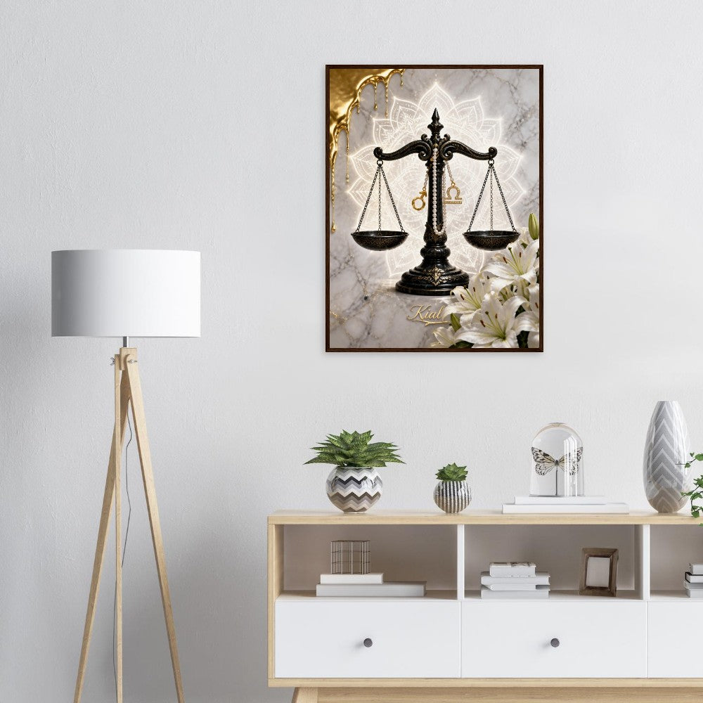 Libra Zodiac Scales Poster, Gold Wall Art, Astrology Canvas, Scales Portrait, Zodiac Gift for Him, Danish Art Studio