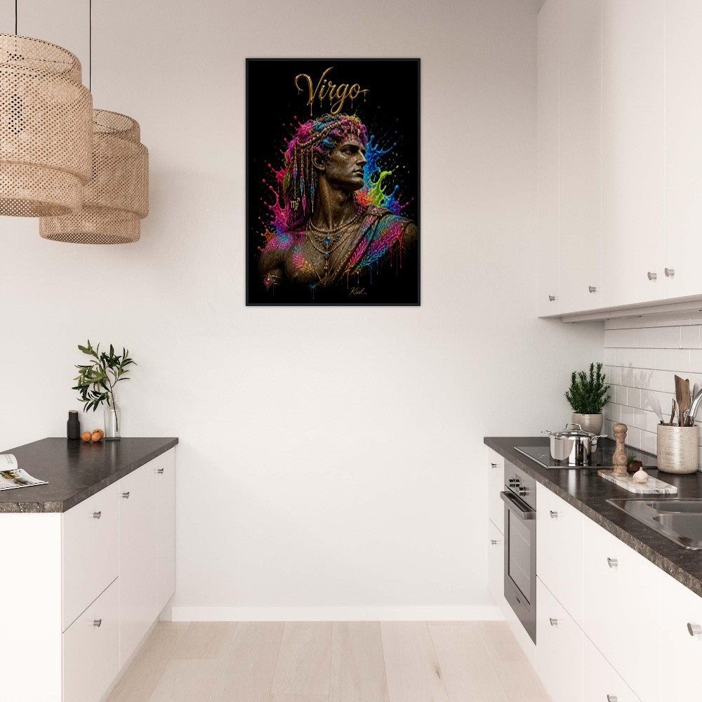Virgo Neon Zodiac Maiden Poster, Colorful Wall Art, Artistic Astrology Canvas, Zodiac Gift for Him, Danish Art Studio