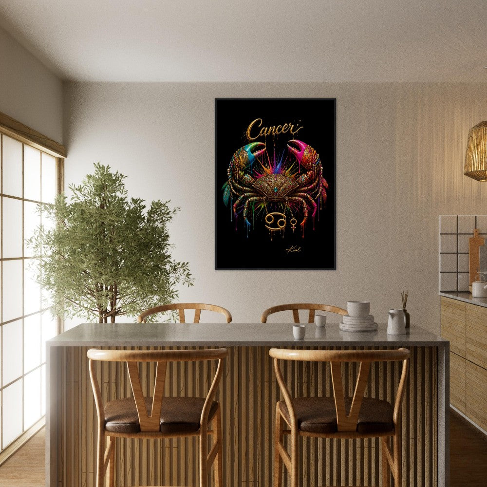 Krebs Neon Sternzeichen Krabben Poster, Bunte Wandkunst, Künstlerische Astrologie Leinwand, Sternzeichen Geschenk für Sie, Dänisches Kunststudio