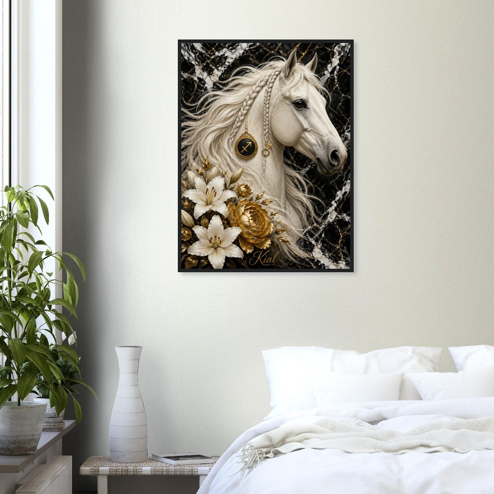 Sagittarius Zodiac Horse Poster, Gold Wall Art, Zodiac Gift for Him, Danish Art Studio