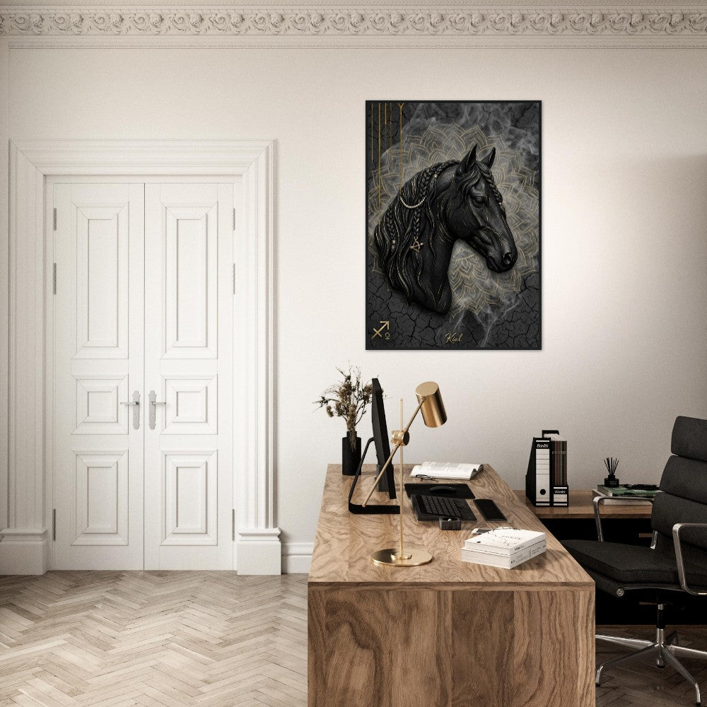 Sagittarius Zodiac Horse Poster, Gold Wall Art, Zodiac Gift for Her, Danish Art Studio