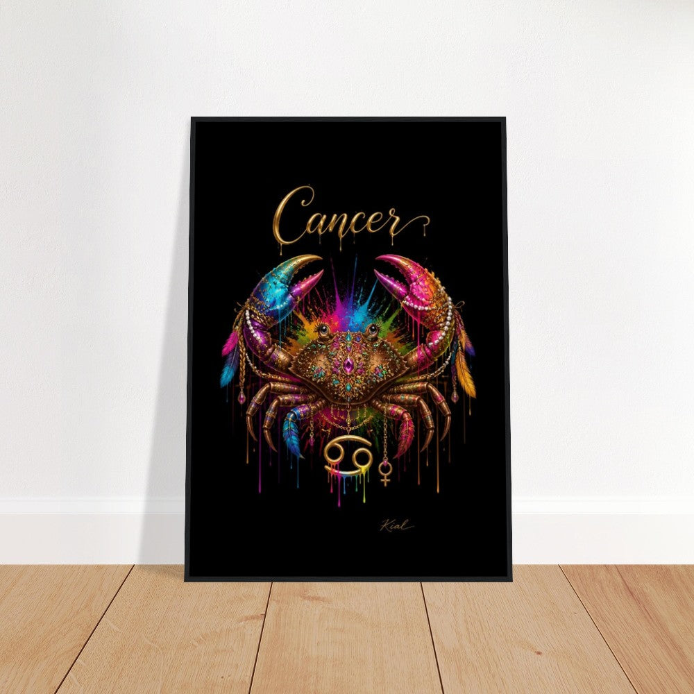 Krebs Neon Sternzeichen Krabben Poster, Bunte Wandkunst, Künstlerische Astrologie Leinwand, Sternzeichen Geschenk für Sie, Dänisches Kunststudio