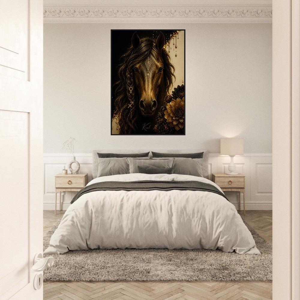 Sagittarius Zodiac Horse Poster, Gold Wall Art, Zodiac Gift for Her, Danish Art Studio