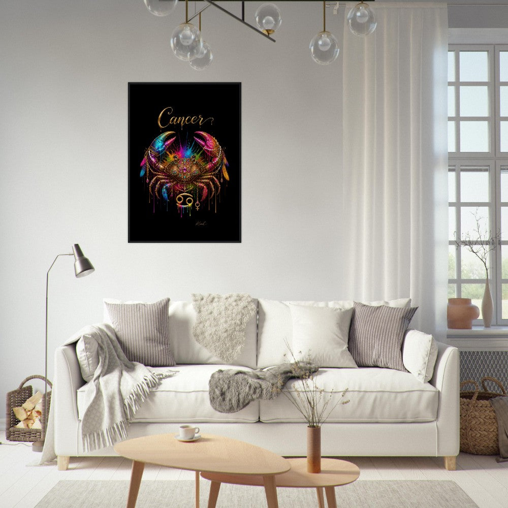 Krebs Neon Sternzeichen Krabben Poster, Bunte Wandkunst, Künstlerische Astrologie Leinwand, Sternzeichen Geschenk für Sie, Dänisches Kunststudio