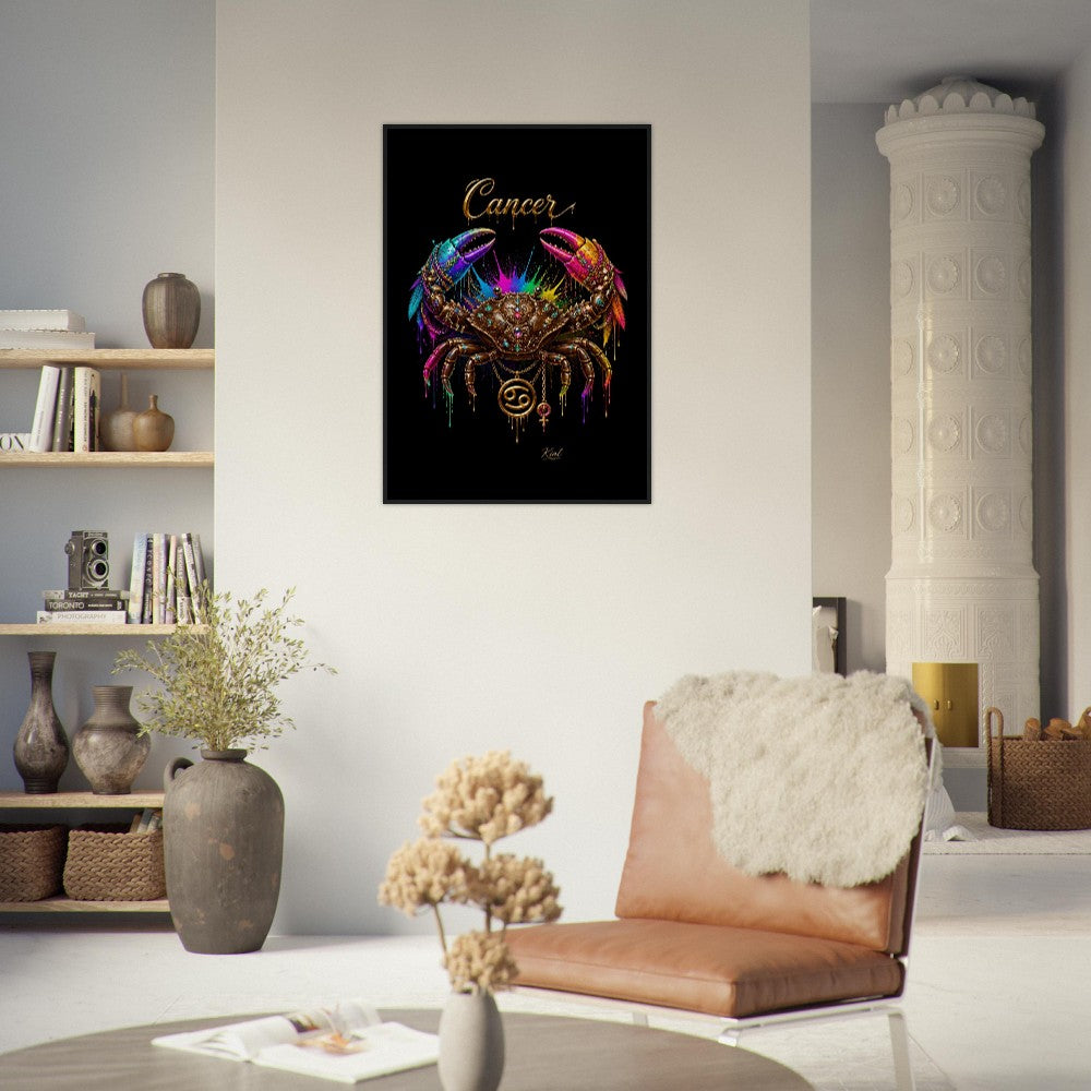 Krebs Neon Sternzeichen Krabben Poster, bunte Wandkunst, künstlerische Astrologie Leinwand, Sternzeichen Geschenk für Sie, Danish Art Studio