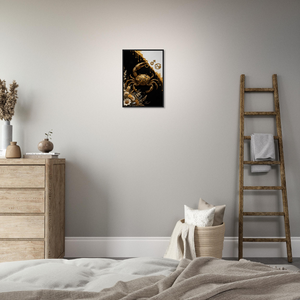 Cancer Zodiac Crab Poster, Gold Wall Art, Astrology Canvas, Crab Portrait, Zodiac Gift for Him, Danish Art Studio