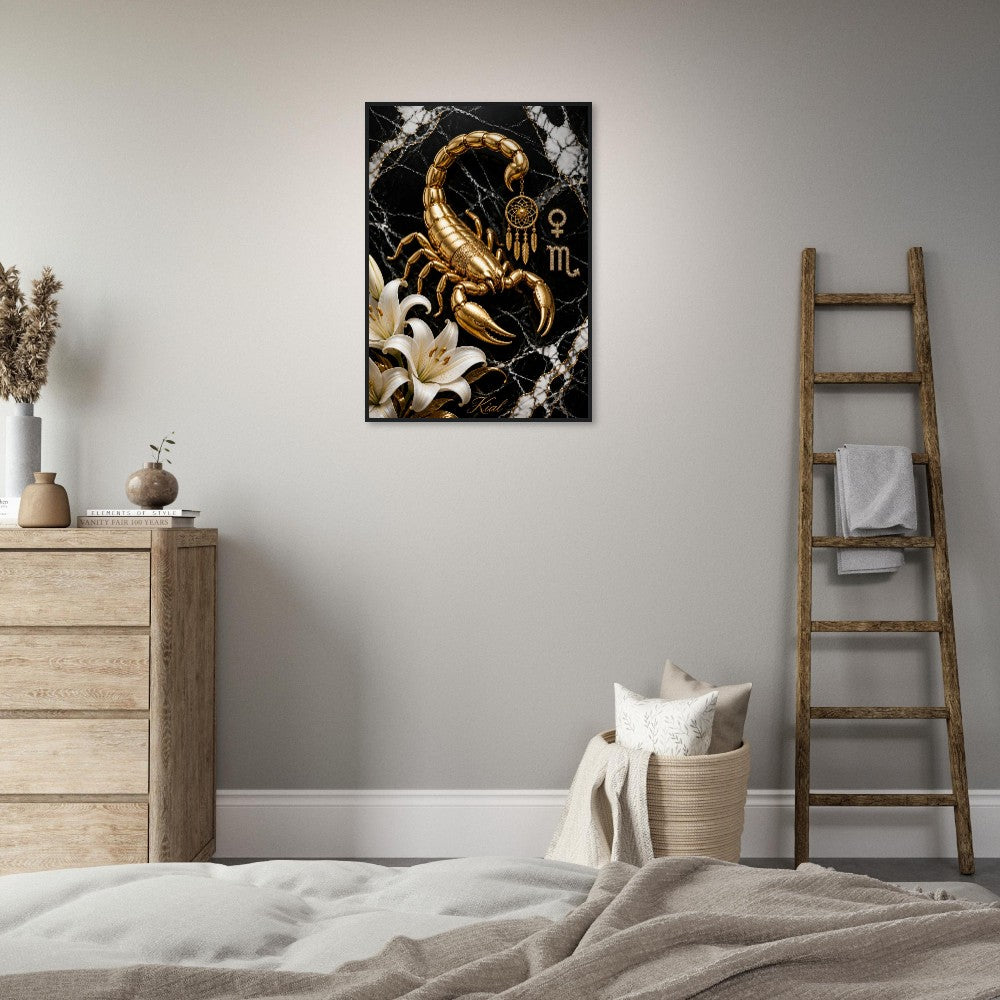 Scorpio Zodiac Scorpion Poster, Gold Wall Art, Zodiac Gift for Her, Danish Art Studio